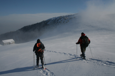 Randonnée raquettes à neige au col du Schaeferthal au Hohneck.