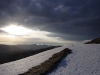 Lever du jour hivernal sur la vallée de la Fecht depuis le col de Falimont.